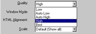 A screenshot of the Flash 4 Quality adjustment window.