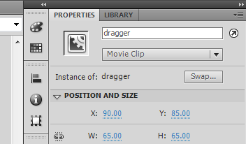 the dragger movie clip instance