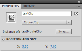 give your movie clip the instance name textClip