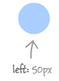blue circle with left