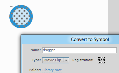 convert the circle to a movie clip