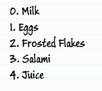 a grocery list